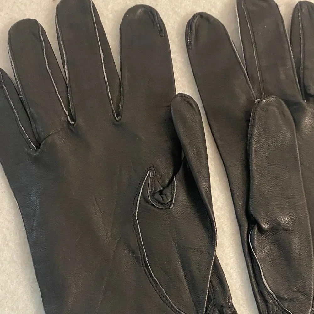 vintage Elegant Black Leather Gloves 7.5 soft